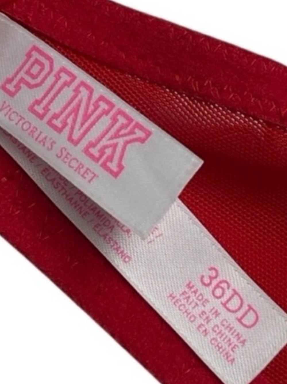 PINK by Victoria’s Secret Red Floral Lace Push-Up Underwire Bra 36DD - Picture 3 of 5